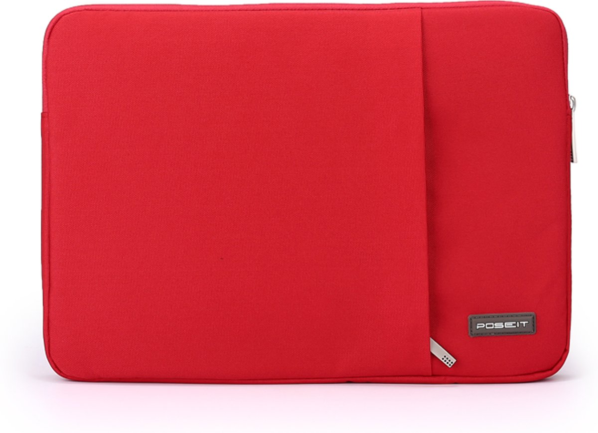 Luxe Laptophoes Ritssluiting met Buitenvak | 13 inch | Rood | Laptop Accessoires